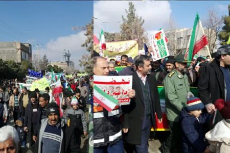 حضور گسترده مردم و مسئولین در راهپیمایی یوم الله ۲۲ بهمن شهر قدمگاه رضوی