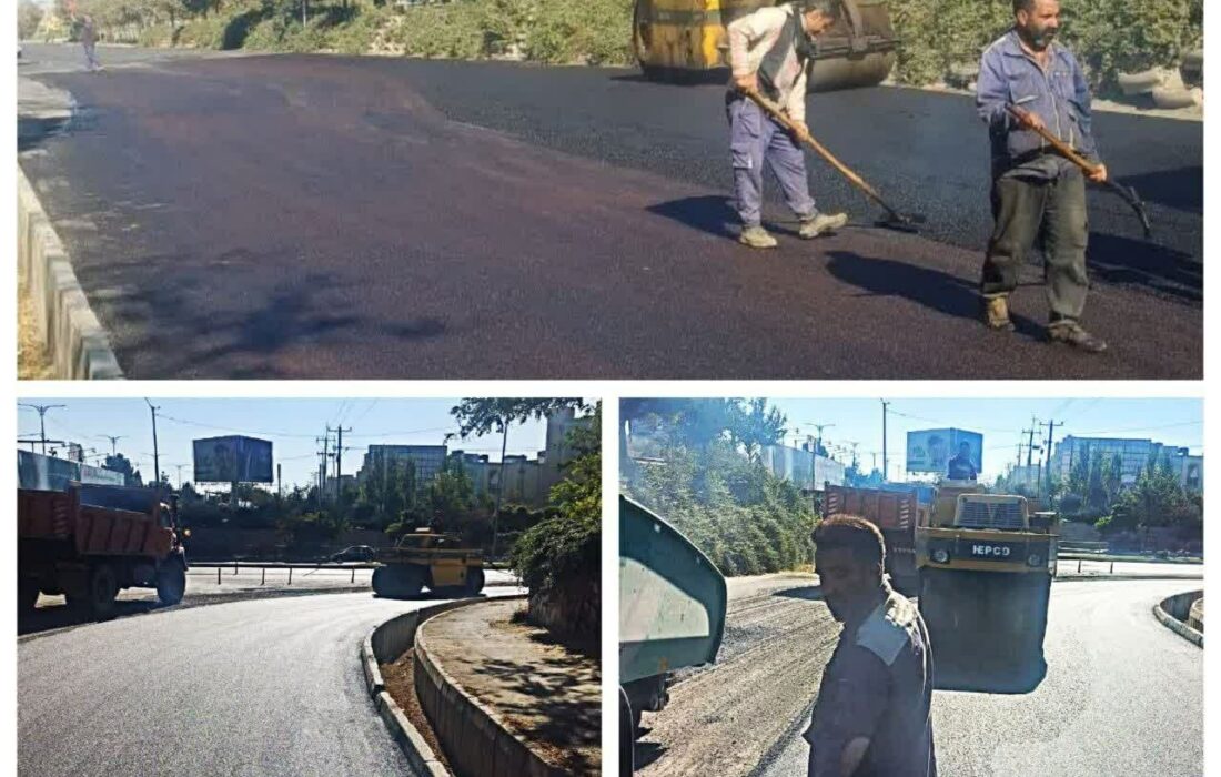 آسفالت کنارگذر بولوار ۷۶ متری امام رضا(ع) در نیشابور