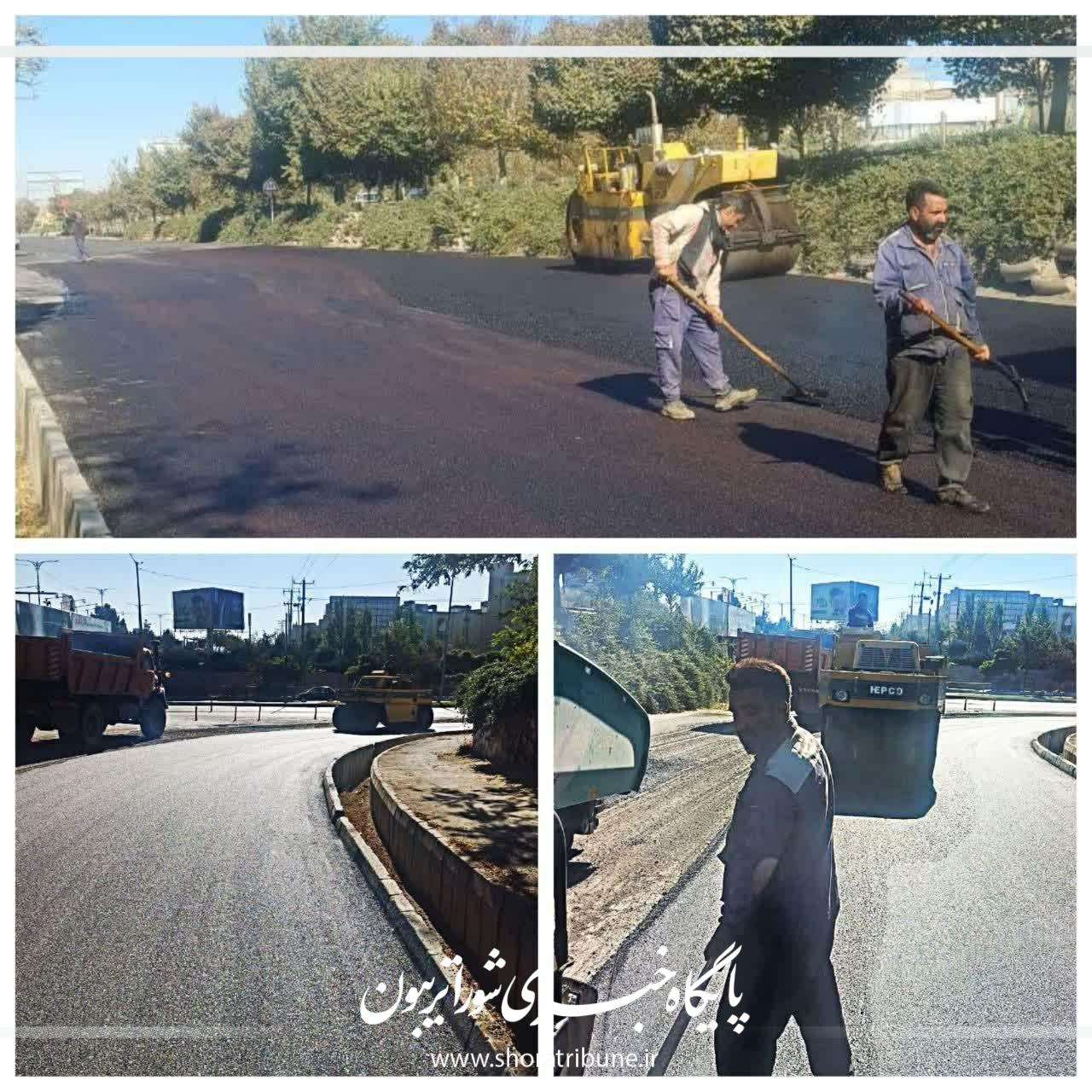 آسفالت کنارگذر بولوار ۷۶ متری امام رضا(ع) در نیشابور