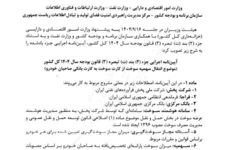 انتقال سهمیه بنزین به کارت بانکی؛ آیین‌نامه جدید دولت ابلاغ شد